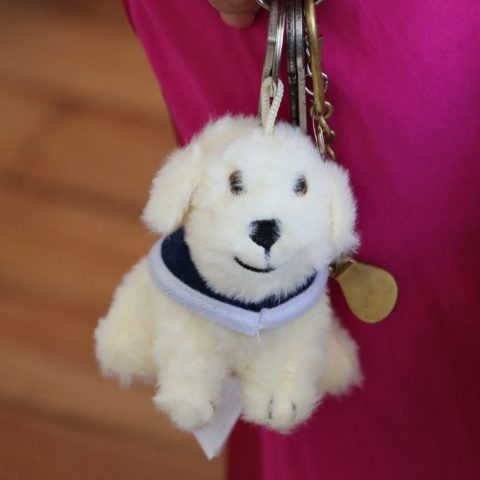 Porte-clés chien beige