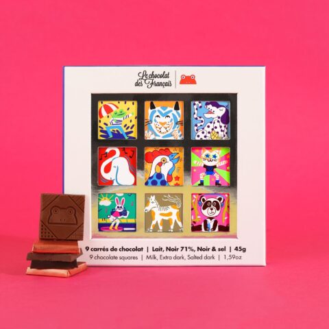 Tablette 9 carrés de chocolats – Animaux